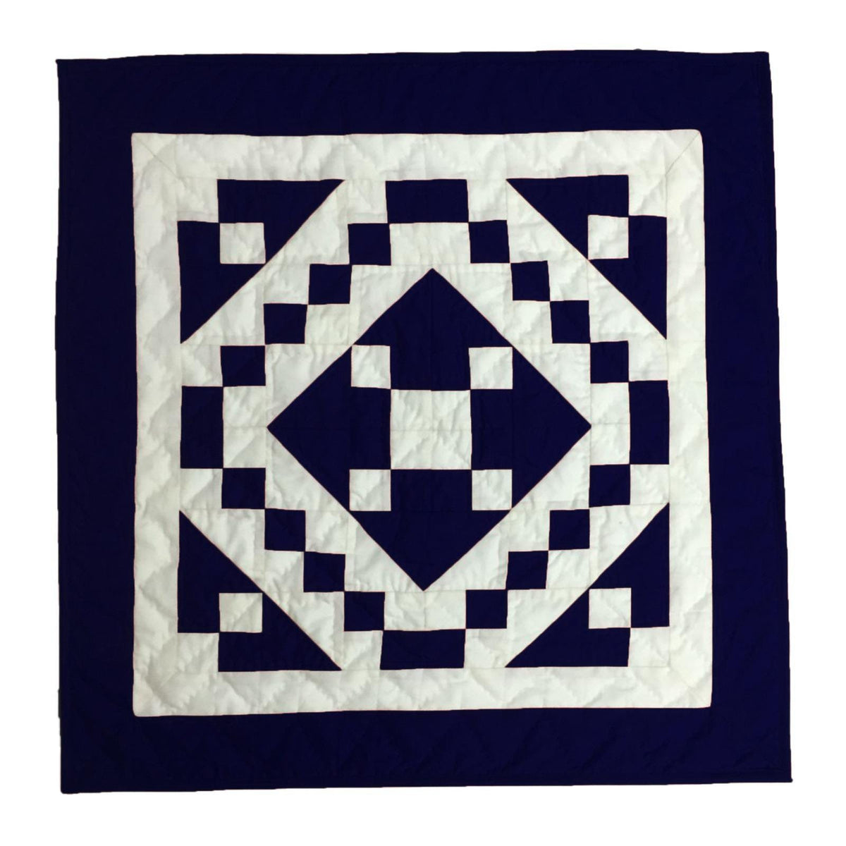 Wall hanging hand made hand quilted quilt, Throws, Table topper, Baby Quilt Navy blue Diamond square cotton quality by HOME HEART Brands
