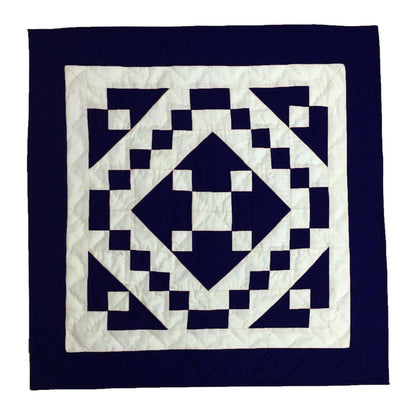 Wall hanging hand made hand quilted quilt, Throws, Table topper, Baby Quilt Navy blue Diamond square cotton quality by HOME HEART Brands