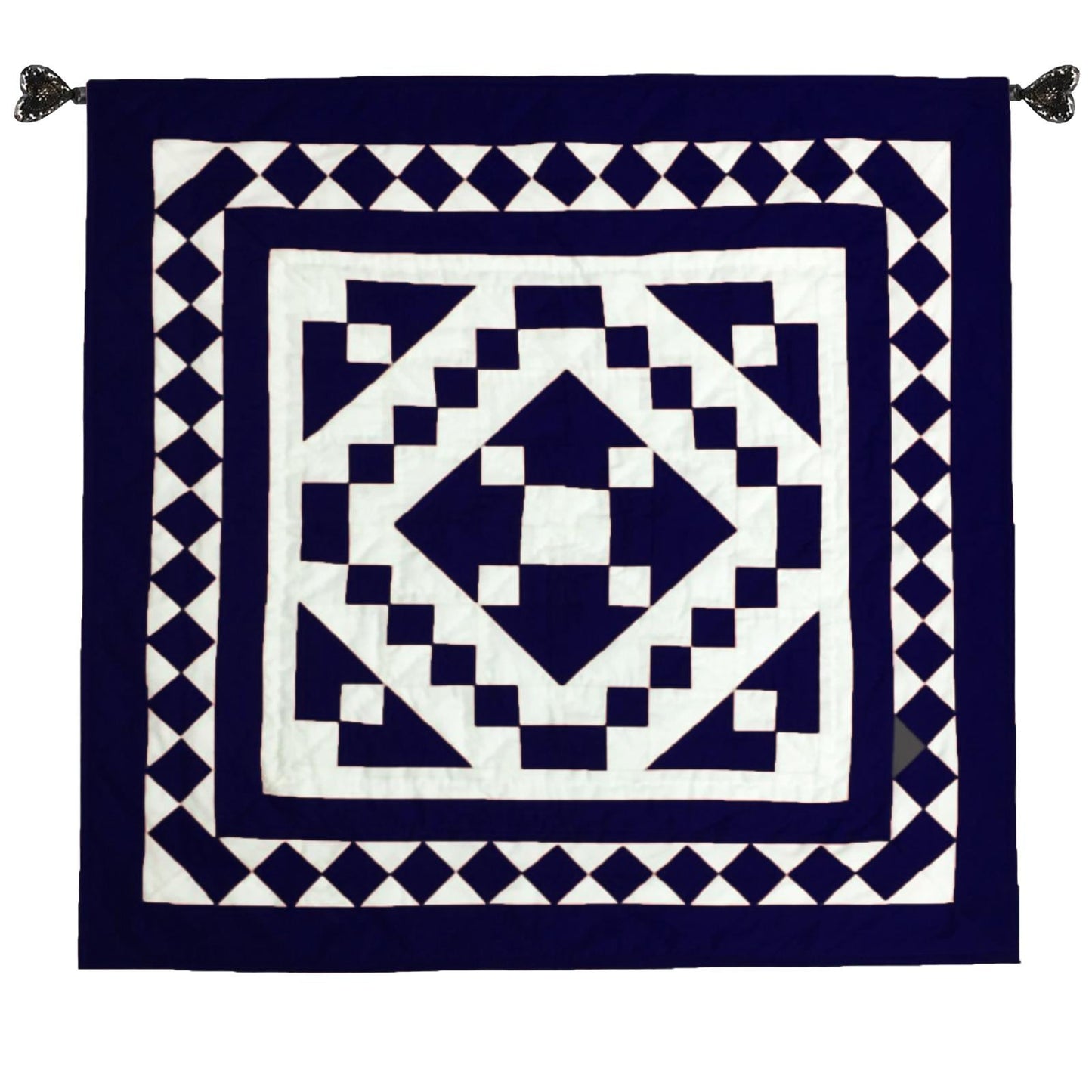 Wall hanging hand made hand quilted quilt, Throws, Table topper, Baby Quilt  Navy blue Diamond square cotton quality by HOME HEART Brands