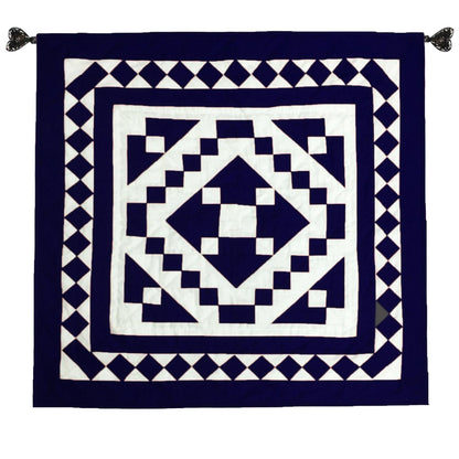 Wall hanging hand made hand quilted quilt, Throws, Table topper, Baby Quilt  Navy blue Diamond square cotton quality by HOME HEART Brands
