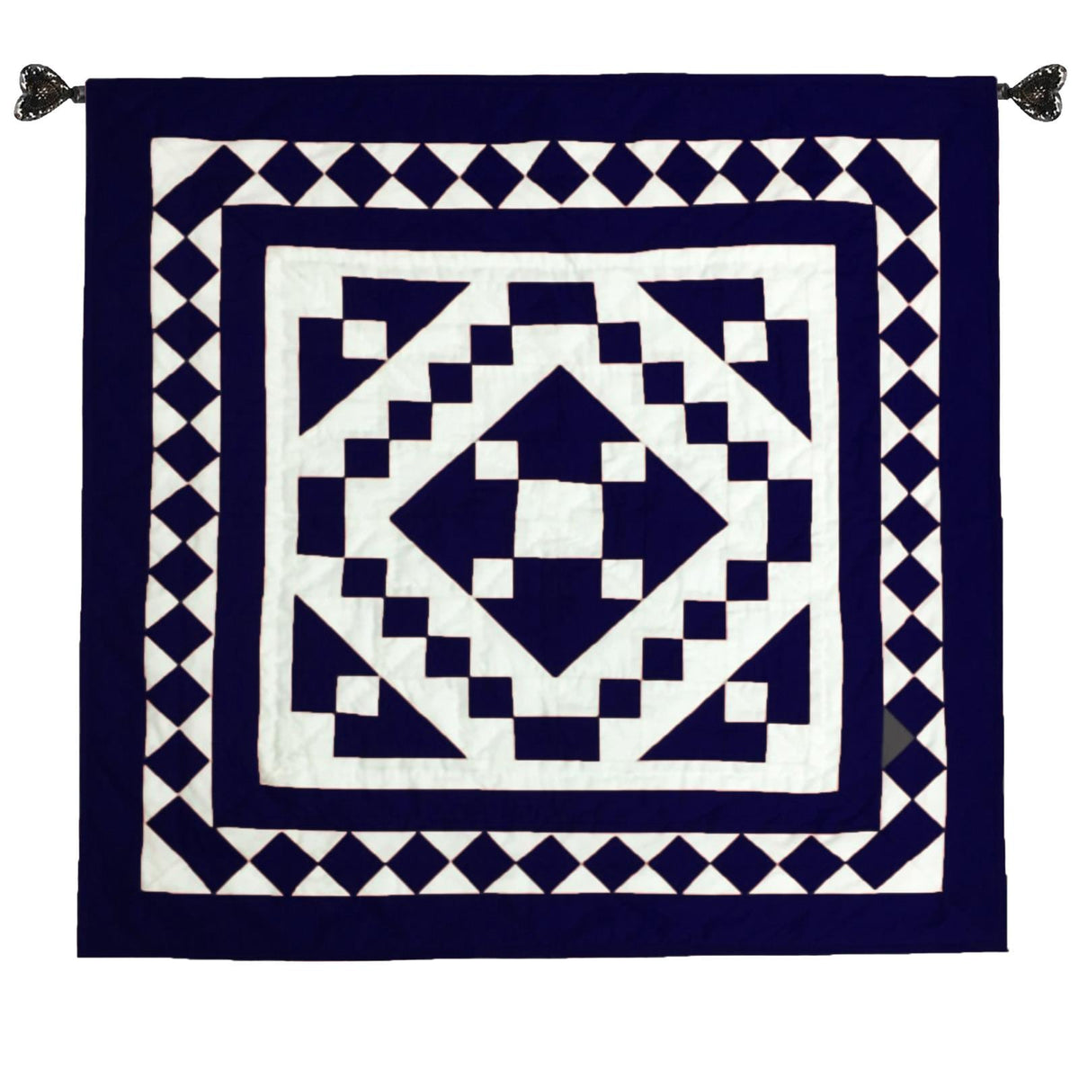 Wall hanging hand made hand quilted quilt, Throws, Table topper, Baby Quilt Navy blue Diamond square cotton quality by HOME HEART Brands
