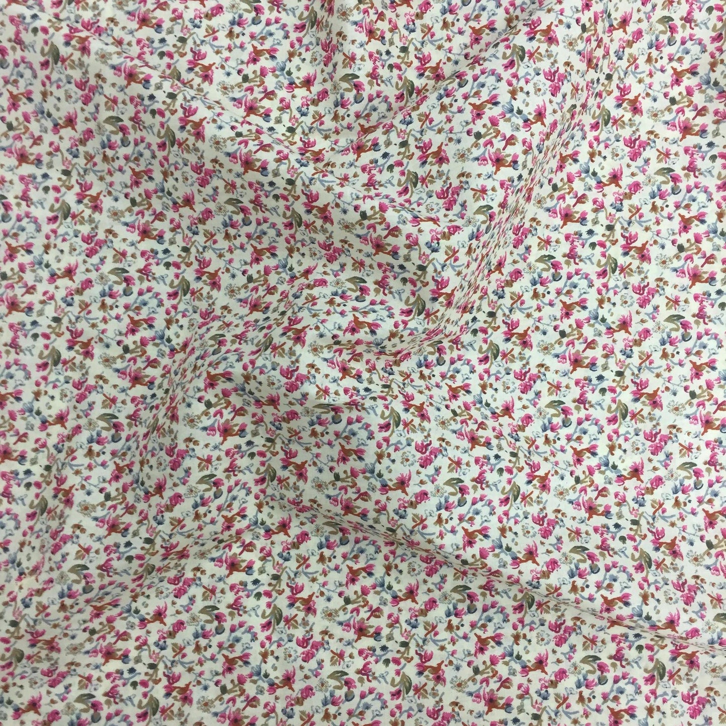 Fabric Soft Cotton Cambric Floral Print Fabric – Beige| Pink | Medium Weight | Quilting & Dress Material by HOME HEART Brands(Made in India)