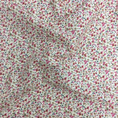 Fabric Soft Cotton Cambric Floral Print Fabric – Beige| Pink | Medium Weight | Quilting & Dress Material by HOME HEART Brands(Made in India)