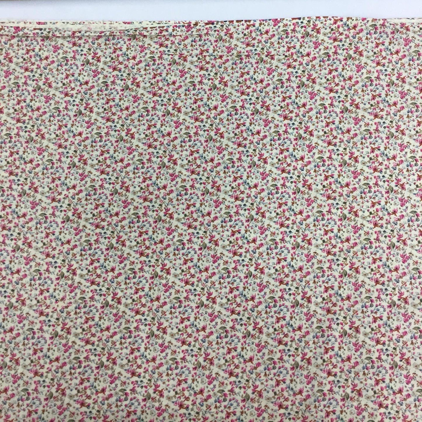 Fabric Soft Cotton Cambric Floral Print Fabric – Beige| Pink | Medium Weight | Quilting & Dress Material by HOME HEART Brands(Made in India)