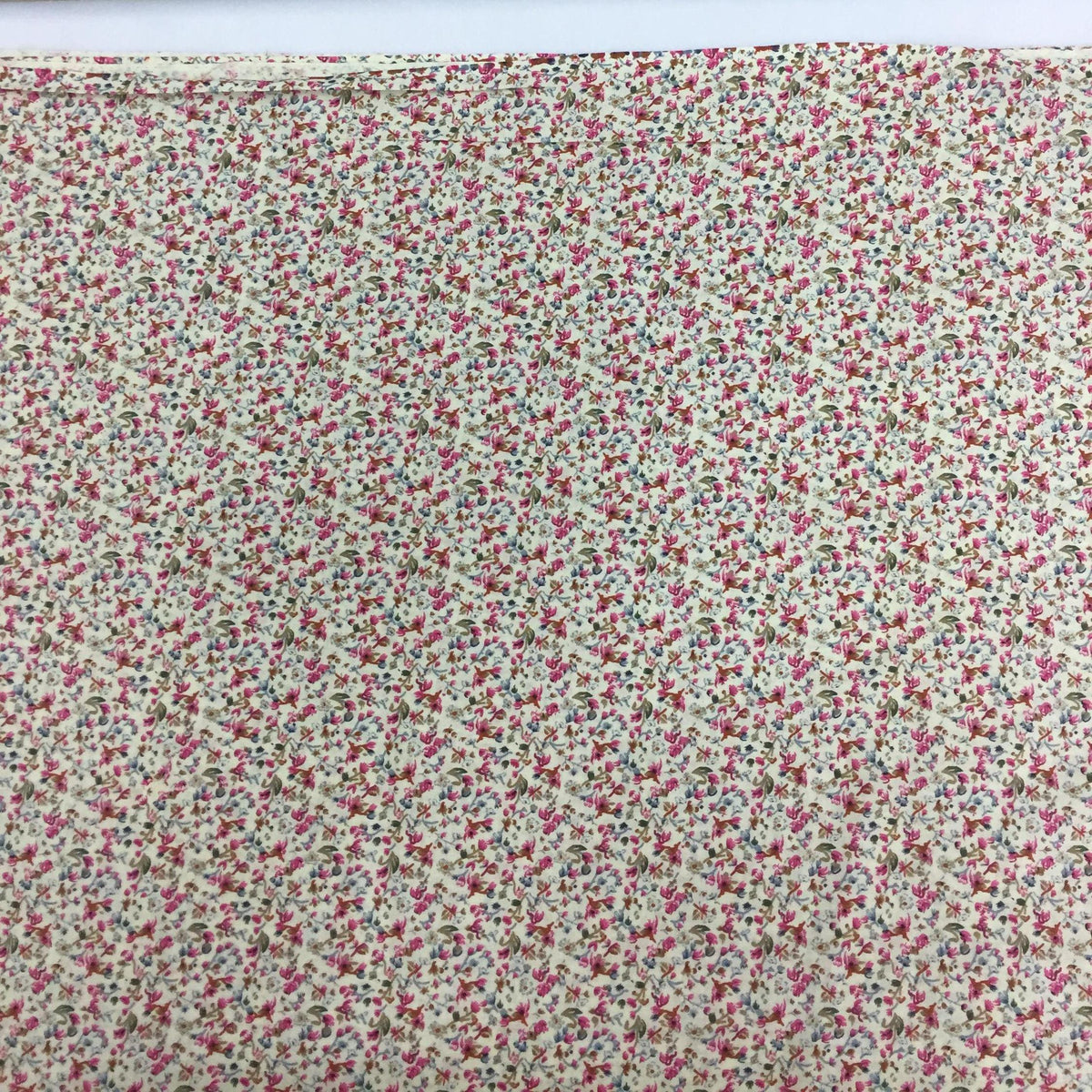 Fabric Soft Cotton Cambric Floral Print Fabric – Beige| Pink | Medium Weight | Quilting & Dress Material by HOME HEART Brands(Made in India)