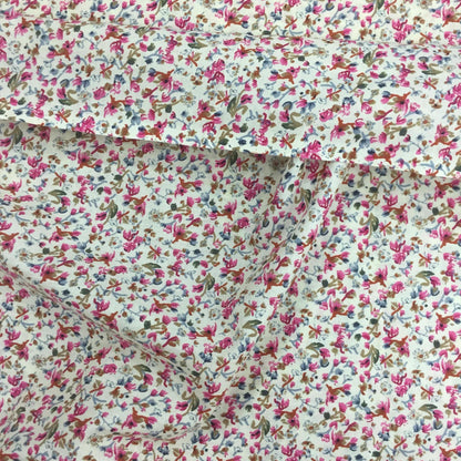 Fabric Soft Cotton Cambric Floral Print Fabric – Beige| Pink | Medium Weight | Quilting & Dress Material by HOME HEART Brands(Made in India)