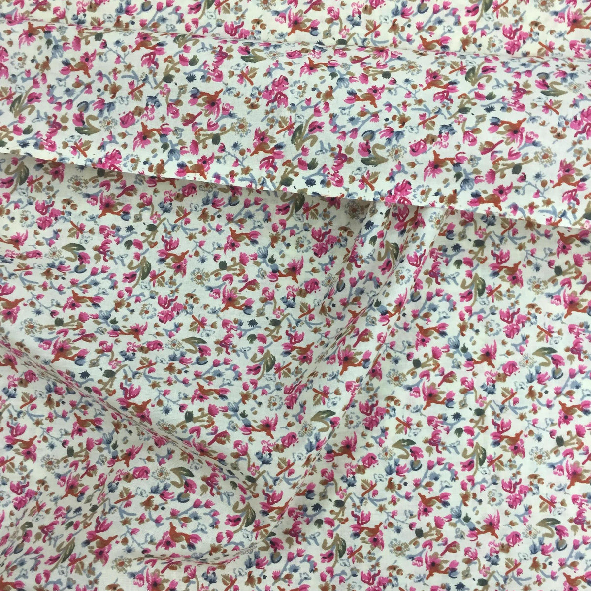 Fabric Soft Cotton Cambric Floral Print Fabric – Beige| Pink | Medium Weight | Quilting & Dress Material by HOME HEART Brands(Made in India)