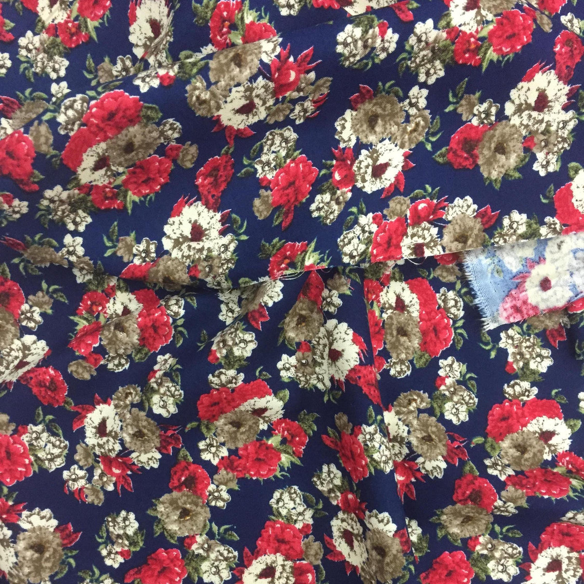 Fabric Soft Cotton Cambric Floral Print Fabric – Blue| red| Medium Weight | Quilting & Dress Material by HOME HEART Brands(Made in India)