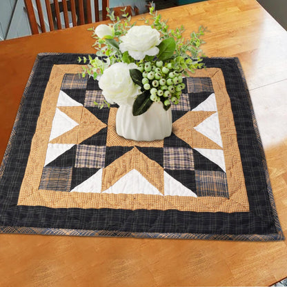 Southwestern star 19"X19" Hand crafted block quilt, small quilt, Table Topper calico fabric by Home Heart brands (Made in India)