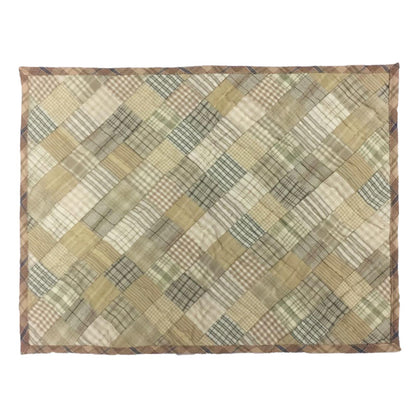 Hand quilted hand made placemats tablemats light square mix country plaid placemat 14"X19" by HOME HEART Brands (Made in India)