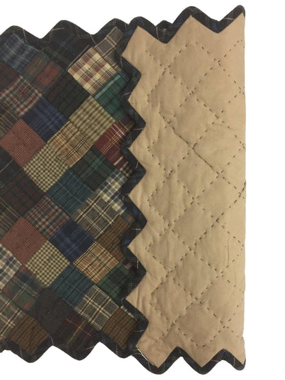 Hand quilted hand made placemats tablemats Dark square mix country plaid zig zag placemat  14"X19" by HOME HEART Brands (Made in India)