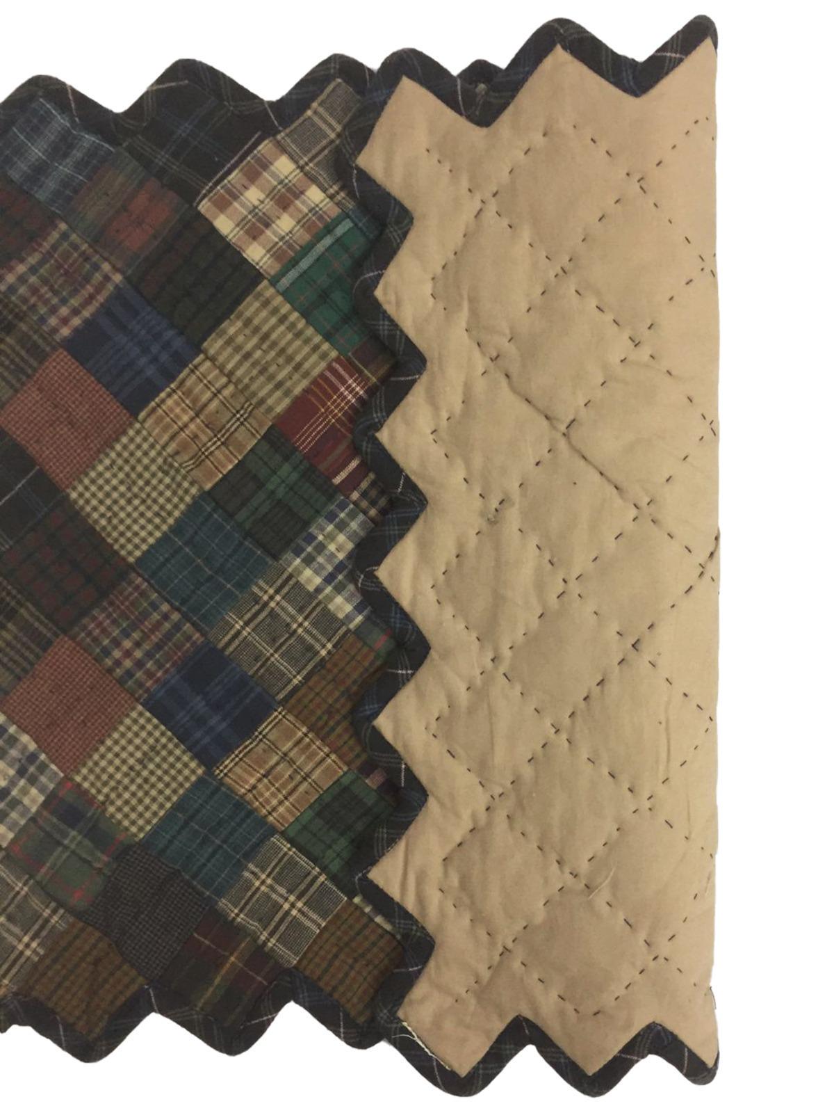 Hand quilted hand made placemats tablemats Dark square mix country plaid zig zag placemat 14"X19" by HOME HEART Brands (Made in India)