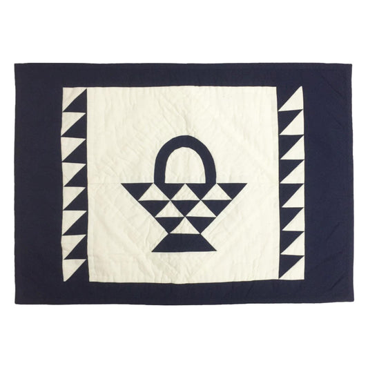 Hand made hand quilted crafted placemats, tablemats, table topper,  patchwork Calico Basket 14"X19" by HOME HEART Brands (Made in India)