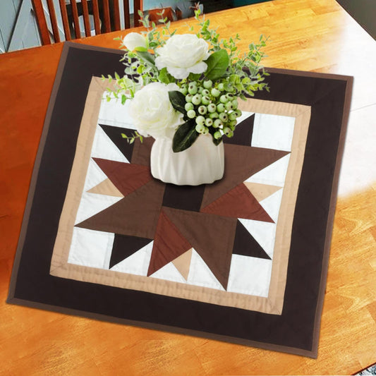 Barn star quilted 19"X19" hand crafted block square quilt, small quilt, Table Topper calico fabric by Home Heart brands (Made in India)