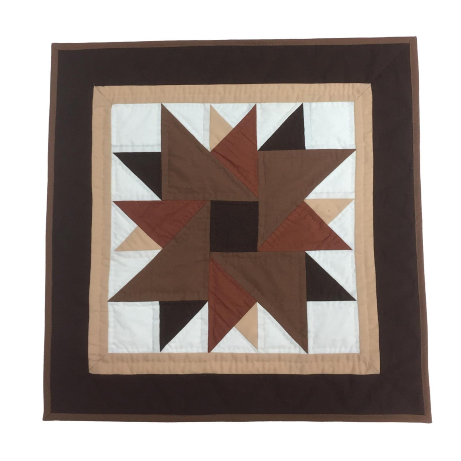 Barn star quilted 19"X19" hand crafted block square quilt, small quilt, Table Topper calico fabric by Home Heart brands (Made in India)