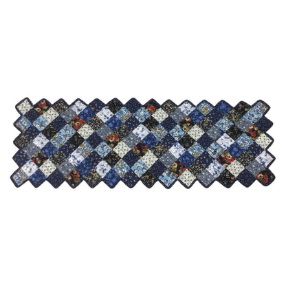 Table runner quilted patchwork zig zag Table Runner & table Toppers Calico cotton blue mix floral fabric by HOME HEART Brands(made in INDIA)