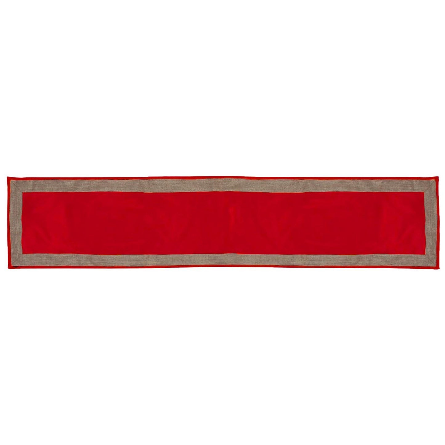 Velvet Table Runner & Toppers Premium  red with ivory lurex jute border double layer by Home Heart Brands(made in INDIA)