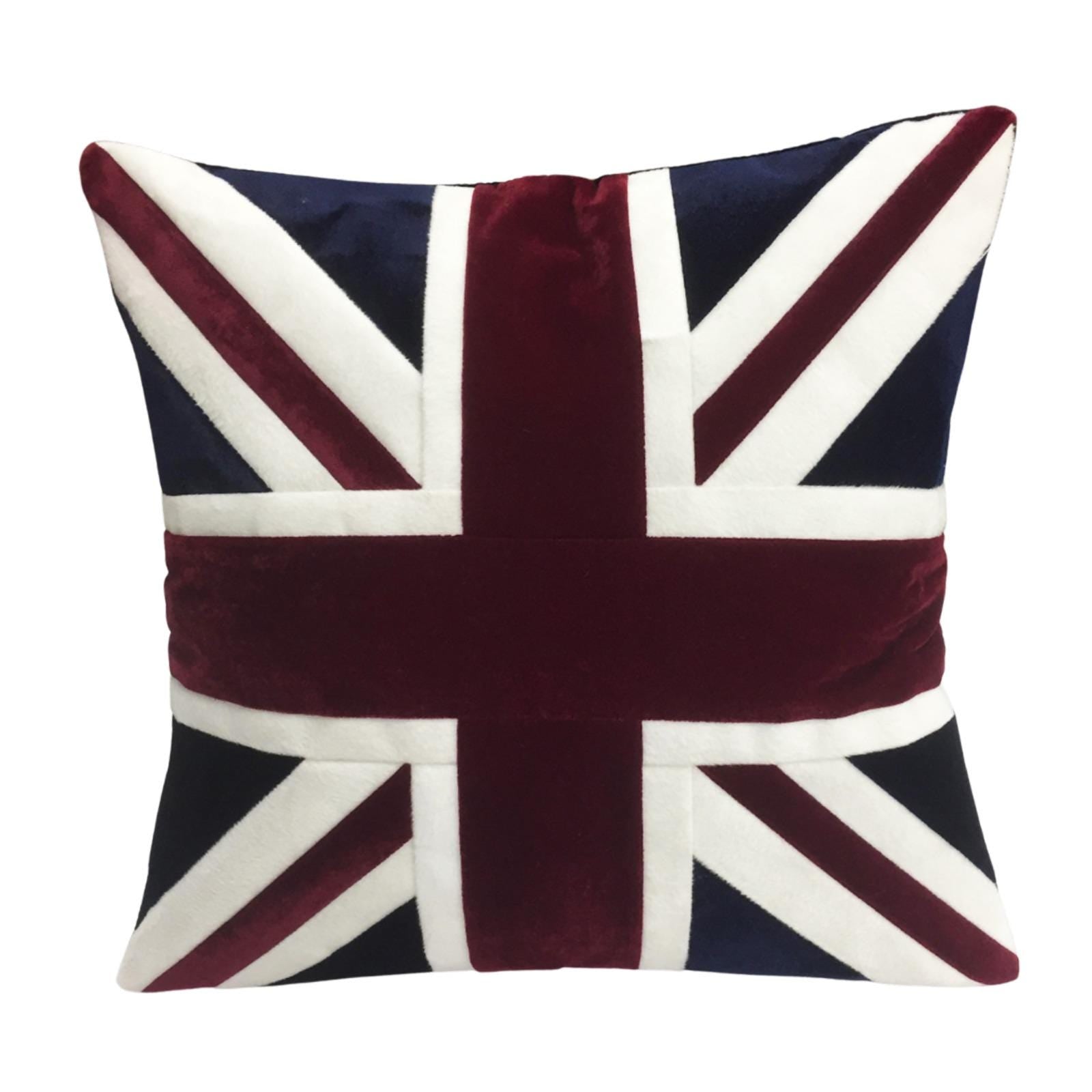 Velvet Union Jack pillow cover, cushion cover, three layered pillow not included micro velvet fabric by HOME HEART Brands(made in India)