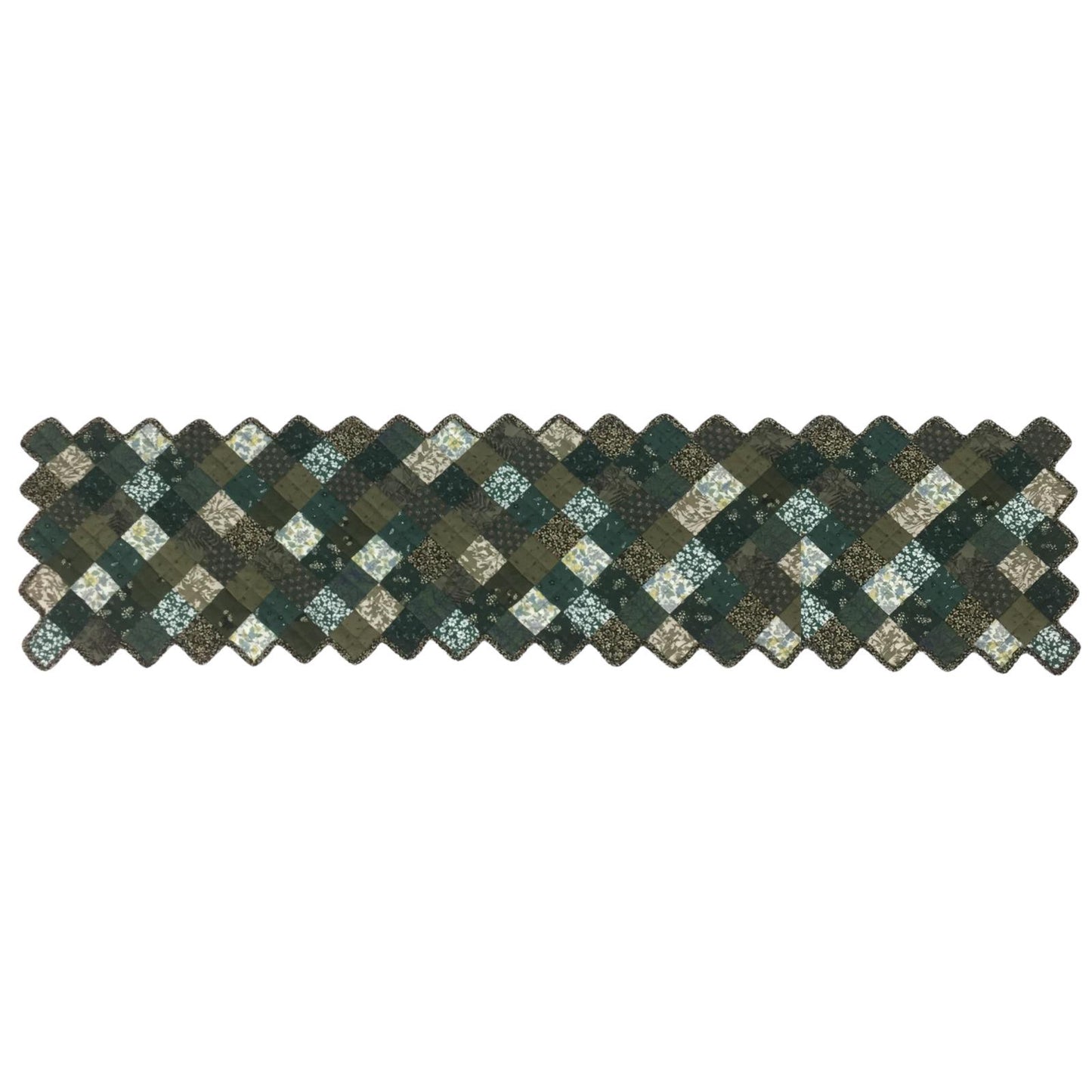 Quilted Table runner zig zag patchwork Table Runner ,table Toppers Green Calico cotton mix floral fabric by HOME HEART Brands(made in INDIA)