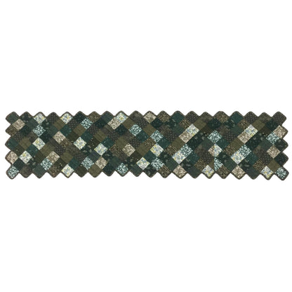 Quilted Table runner zig zag patchwork Table Runner ,table Toppers Green Calico cotton mix floral fabric by HOME HEART Brands(made in INDIA)