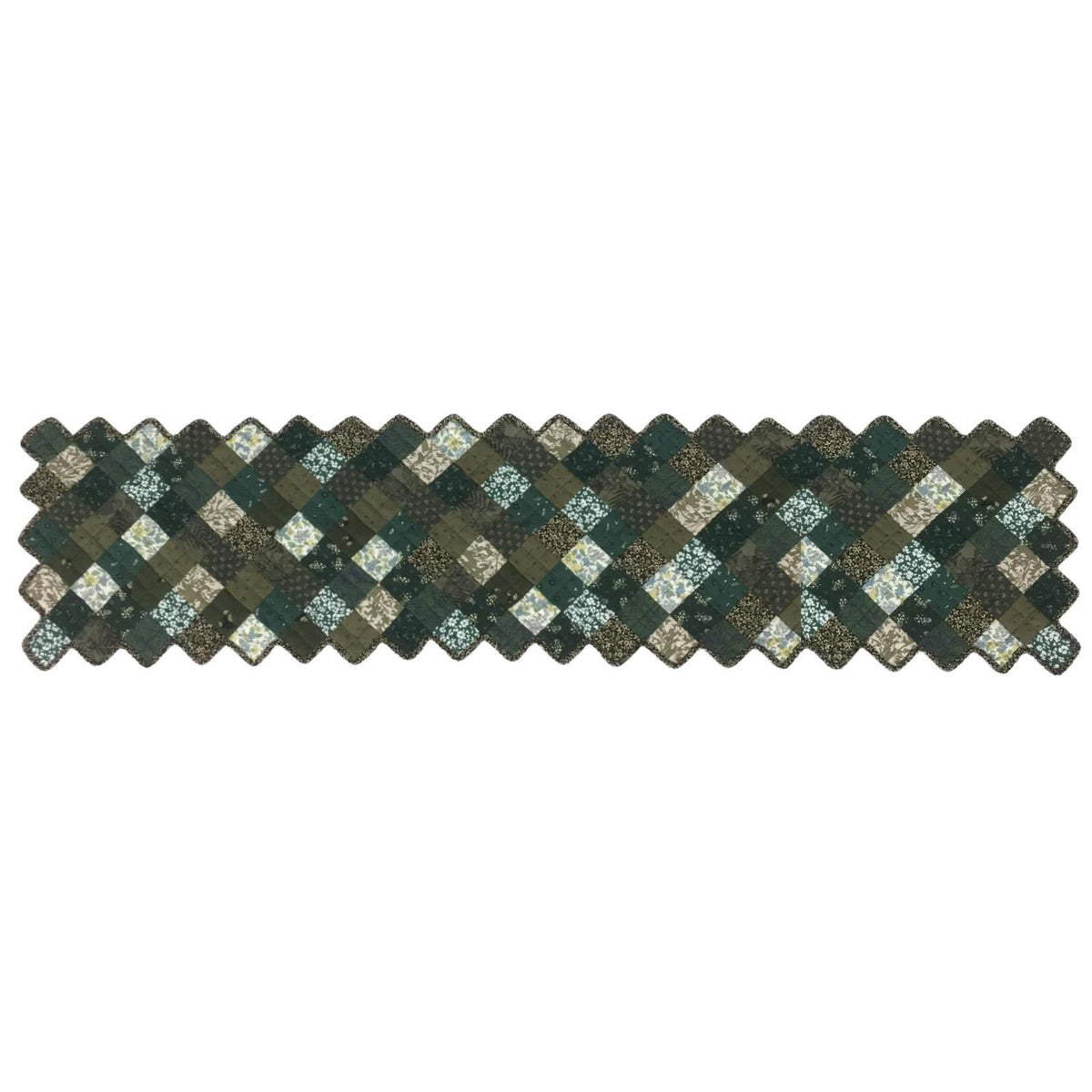 Quilted Table runner zig zag patchwork Table Runner ,table Toppers Green Calico cotton mix floral fabric by HOME HEART Brands(made in INDIA)