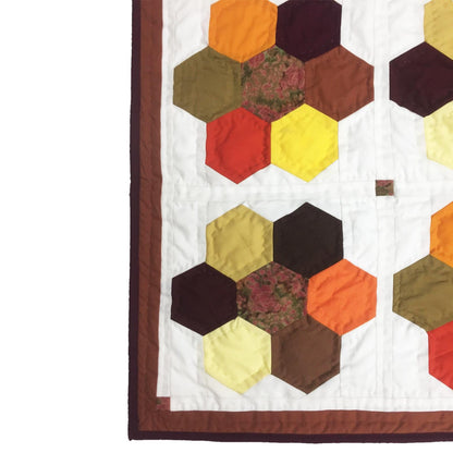 Grandmother's flower garden 19"X19" Hand crafted block quilt, small quilt, Table Topper calico fabric by Home Heart brands (Made in India)