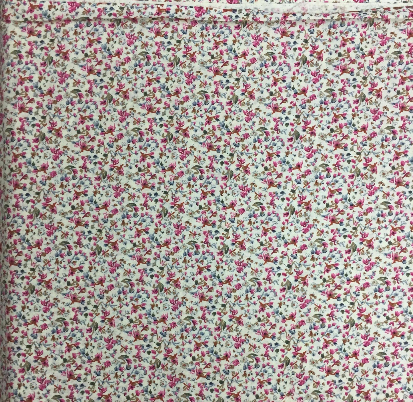 Fabric Soft Cotton Cambric Floral Print Fabric – Beige| Pink | Medium Weight | Quilting & Dress Material by HOME HEART Brands(Made in India)