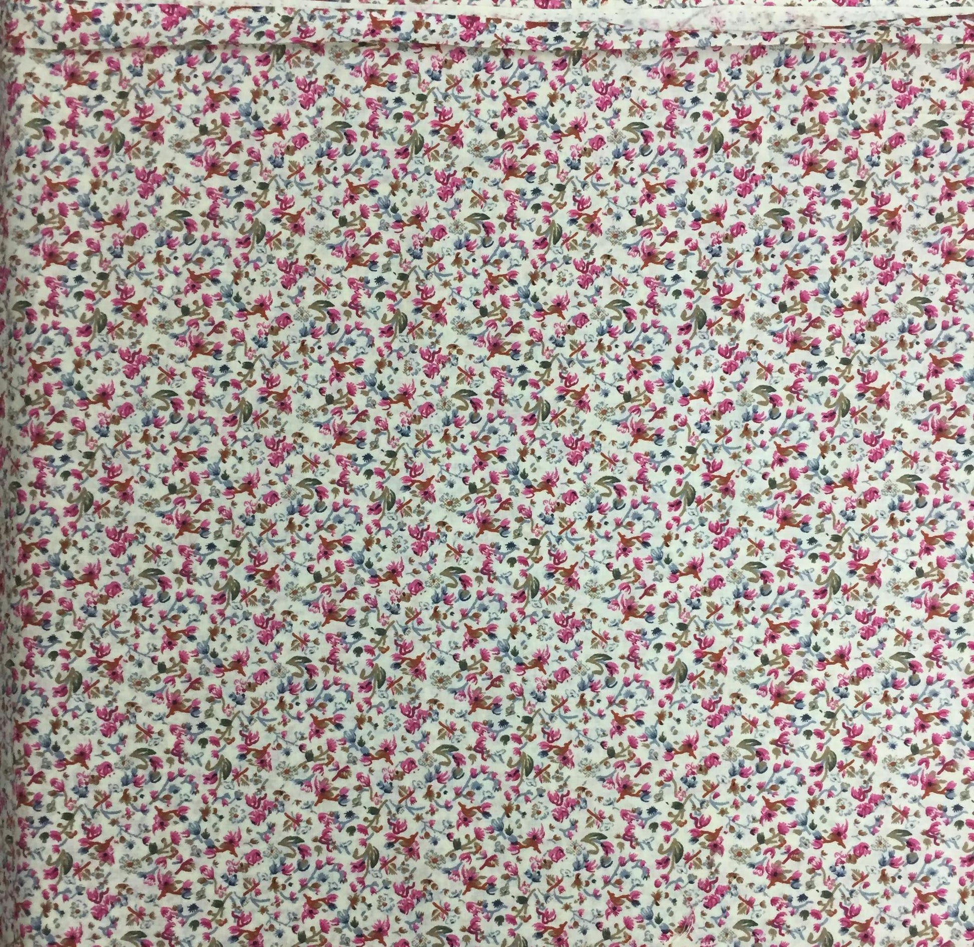 Fabric Soft Cotton Cambric Floral Print Fabric – Beige| Pink | Medium Weight | Quilting & Dress Material by HOME HEART Brands(Made in India)