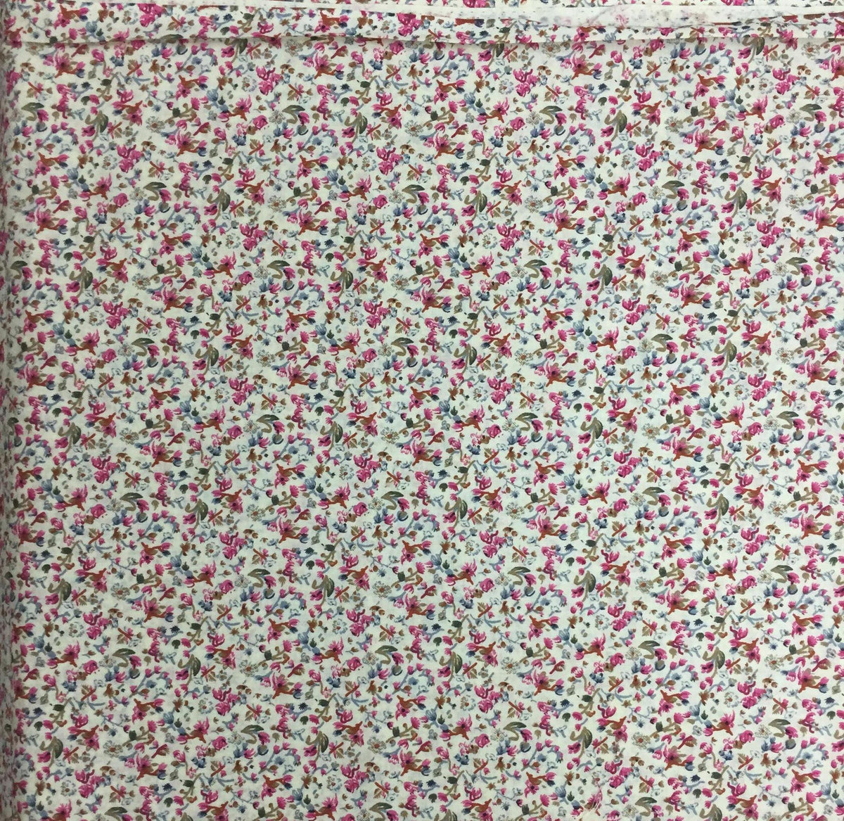 Fabric Soft Cotton Cambric Floral Print Fabric – Beige| Pink | Medium Weight | Quilting & Dress Material by HOME HEART Brands(Made in India)