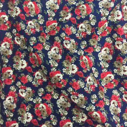 Fabric Soft Cotton Cambric Floral Print Fabric – Blue| red| Medium Weight | Quilting & Dress Material by HOME HEART Brands(Made in India)