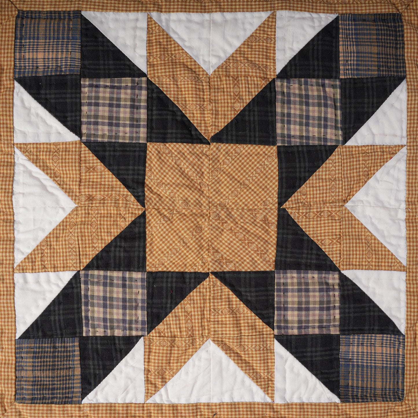Southwestern star 19"X19" Hand crafted block quilt, small quilt, Table Topper calico fabric by Home Heart brands (Made in India)