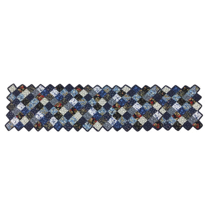 Table runner quilted patchwork zig zag Table Runner & table Toppers Calico cotton blue mix floral fabric by HOME HEART Brands(made in INDIA)