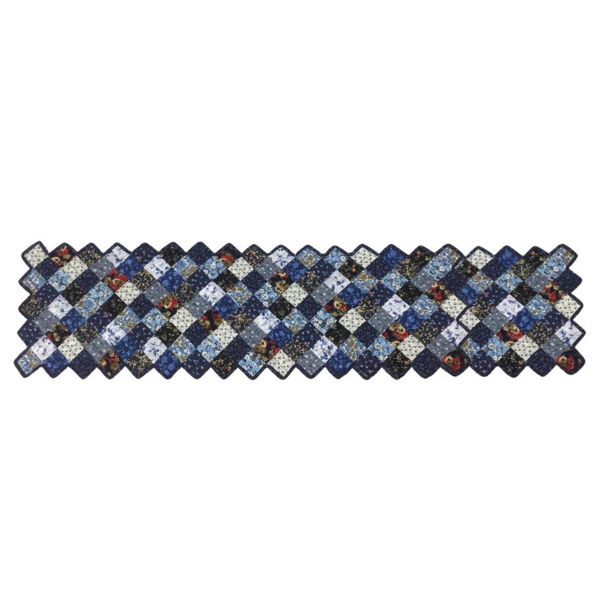 Table runner quilted patchwork zig zag Table Runner & table Toppers Calico cotton blue mix floral fabric by HOME HEART Brands(made in INDIA)