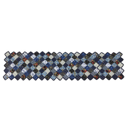 Table runner quilted patchwork zig zag Table Runner & table Toppers Calico cotton blue mix floral fabric by HOME HEART Brands(made in INDIA)
