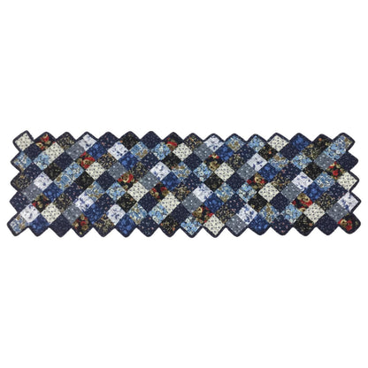 Table runner quilted patchwork zig zag Table Runner & table Toppers Calico cotton blue mix floral fabric by HOME HEART Brands(made in INDIA)