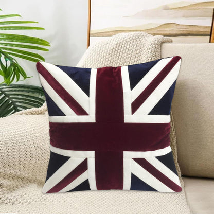 Velvet Union Jack pillow cover, cushion cover, three layered pillow not included micro velvet fabric by HOME HEART Brands(made in India)