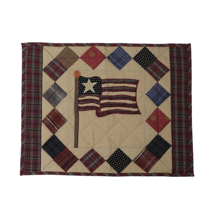 Hand made hand quilted embroidered placemats, tablemats, table topper, patchwork Old glory 14"X19" by HOME HEART Brands (Made in India)