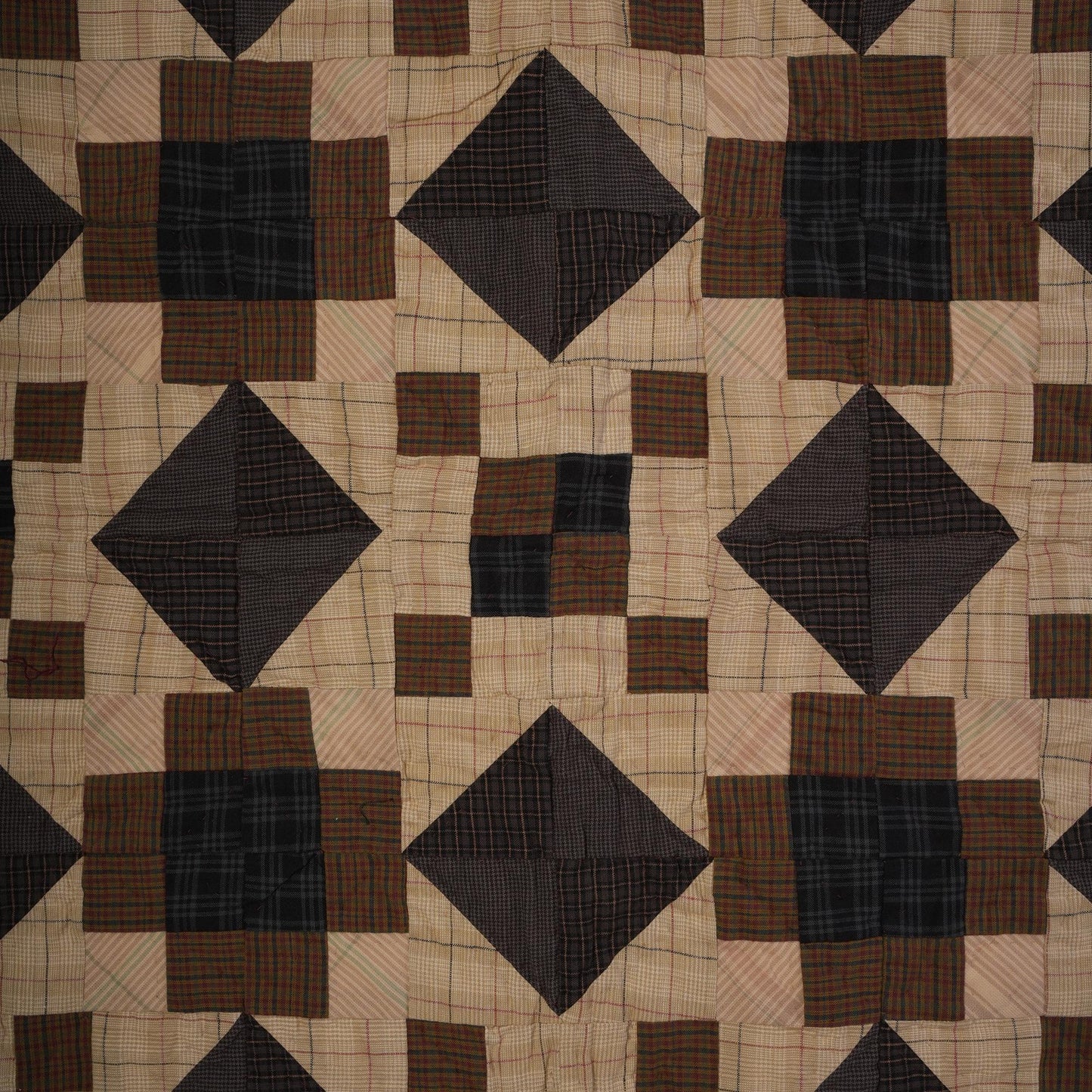Hand made calico plaid country North Star 44"x44" Cotton Hand Quilted patchwork Wall hanging & Toppers, baby quilt by HOME HEART Brands