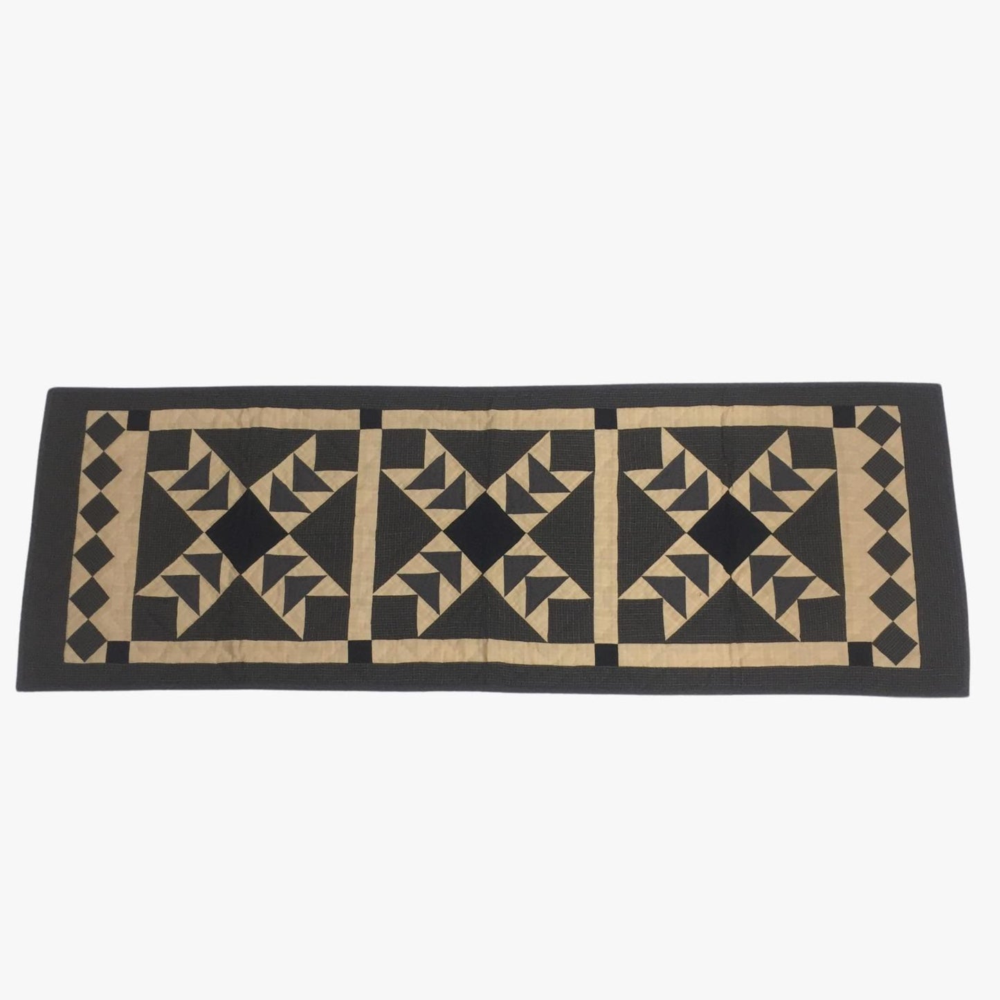 Hand Quilted Primitive flying geese Heritage Star 16"x50" patchwork Table Runner & Toppers by HOME HEART Brands(Made in India)