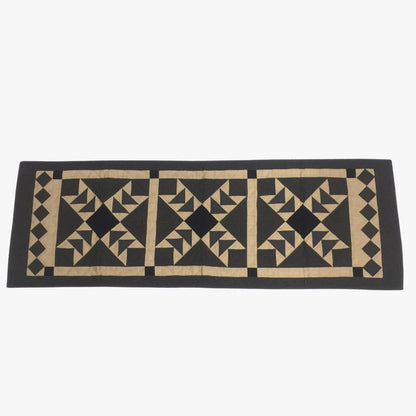 Hand Quilted Primitive flying geese Heritage Star 16"x50" patchwork Table Runner & Toppers by HOME HEART Brands(Made in India)