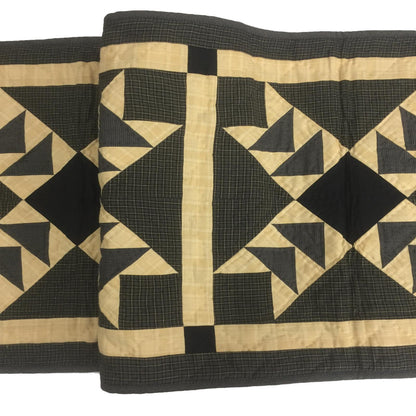 Hand Quilted Primitive flying geese Heritage Star 16"x50" patchwork Table Runner & Toppers by HOME HEART Brands(Made in India)
