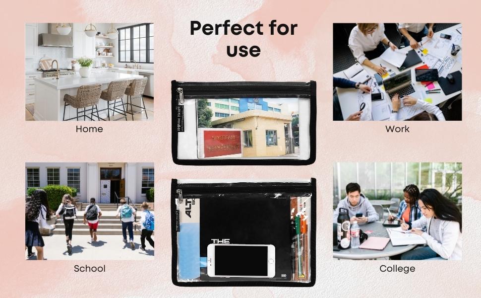 HOME HEART Brands multi-Purpose Water Resistant Clear Pvc Organizer Bag Pouch with Zipper Closure Large Size 9"x10"(Made in India)