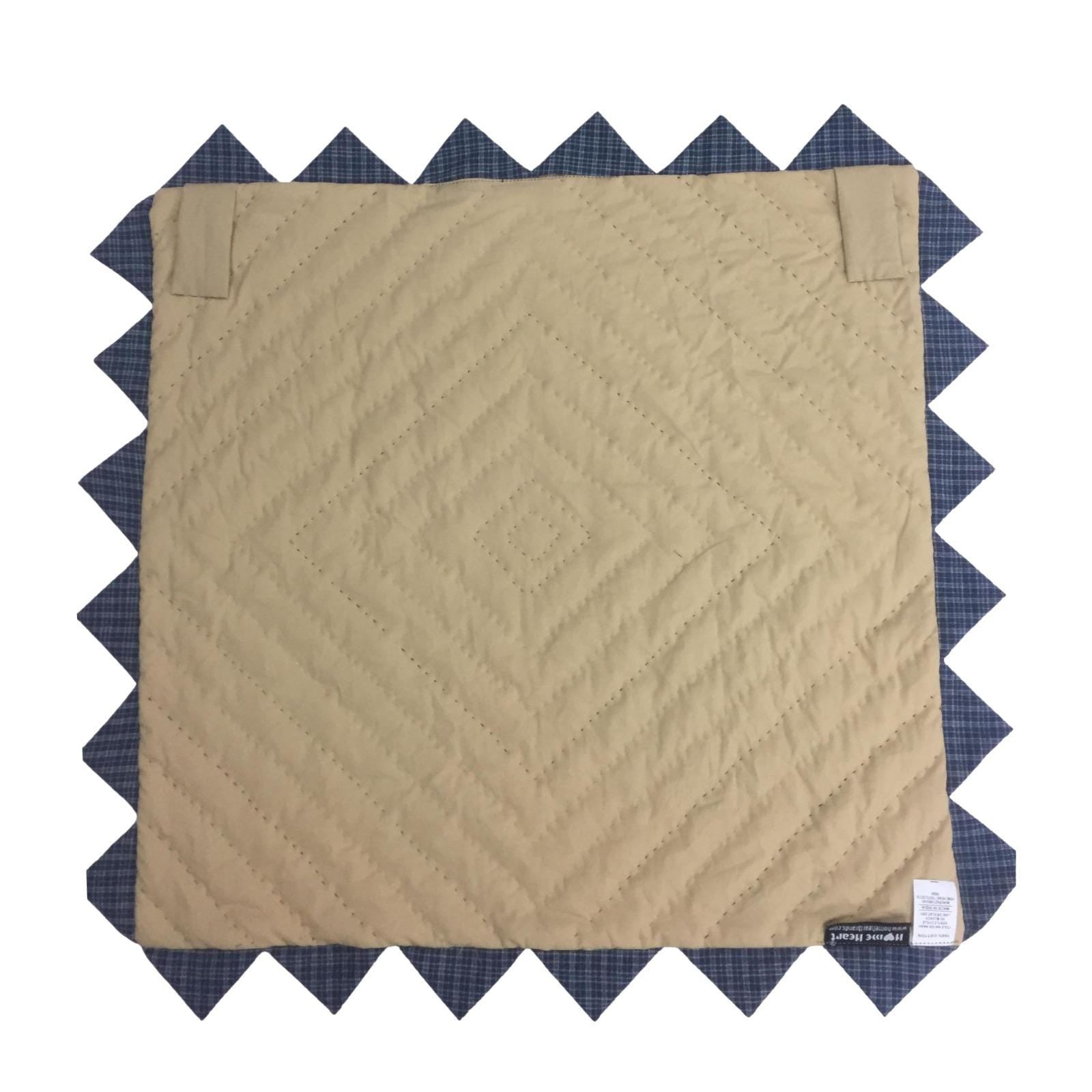 Hand made Hand quilted Block Quilt, Table Topper, Throw quilt cornflower cotton square zig zag quilt by Home Heart brands (Made in India)
