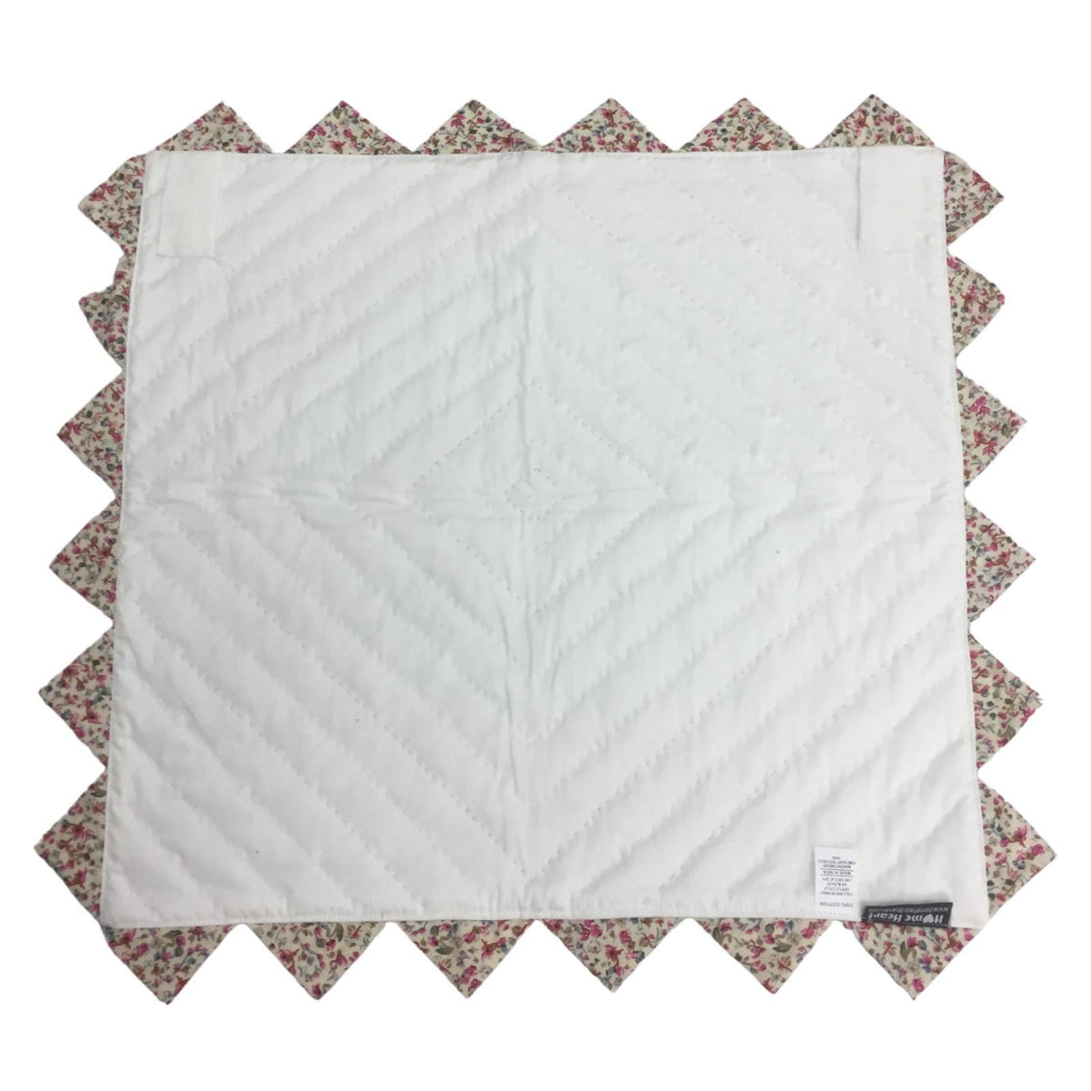 Hand made Hand quilted Block Quilt, Table Topper, Throw quilt calico floral cotton square zig zag quilt by Home Heart brands (Made in India)