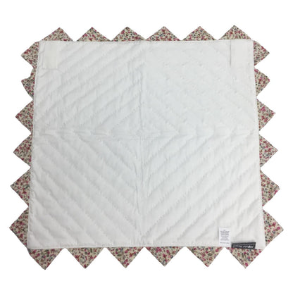 Hand made Hand quilted Block Quilt, Table Topper, Throw quilt calico floral cotton square zig zag quilt by Home Heart brands (Made in India)