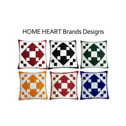 Hand made Quilted patchwork pillow cover, cushion cover, throw pillow cover Calico black diamond quilt by HOME HEART Brands(made in India)