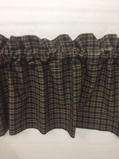 Plaid check Star embroidered valance panel Country black & beige Window Treatment Panels Check valance by HOME HEART Brands (Made in India)