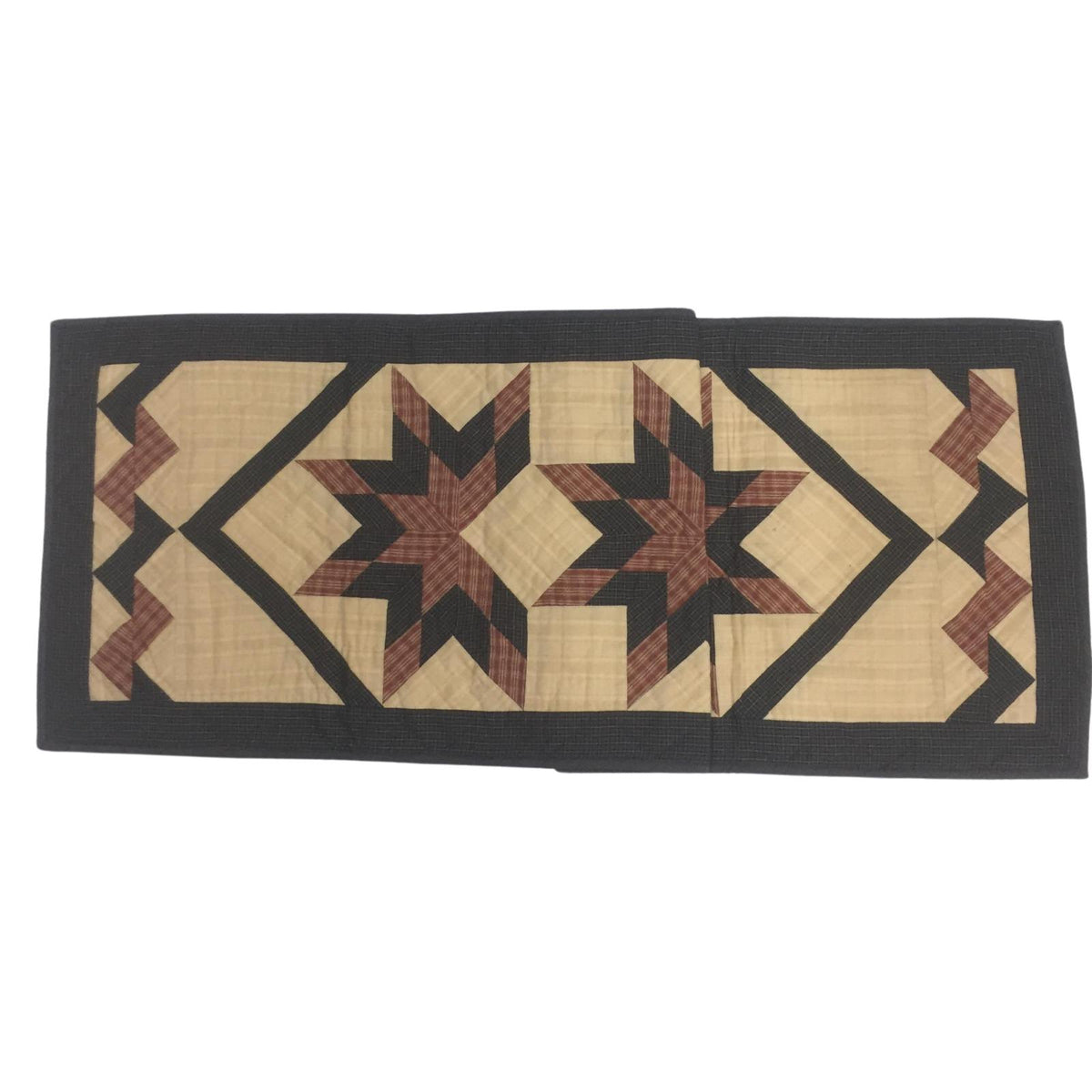 Hand Quilted crafted Country Charm Star patchwork plaid table runner 16"x50" Table Toppers by HOME HEART Brands(Made in India)