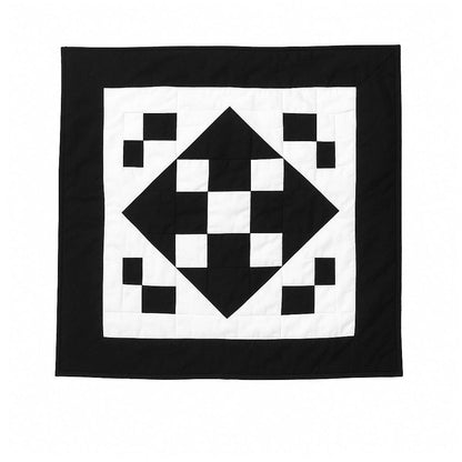 Hand made hand quilted quilt, table accent piece, Table topper Black Diamond square quilt 100% Cotton Heirloom Quality by HOME HEART Brands