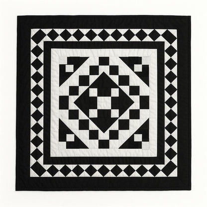 Hand made hand quilted quilt, table accent piece, Table topper Black Diamond square quilt 100% Cotton Heirloom Quality by HOME HEART Brands